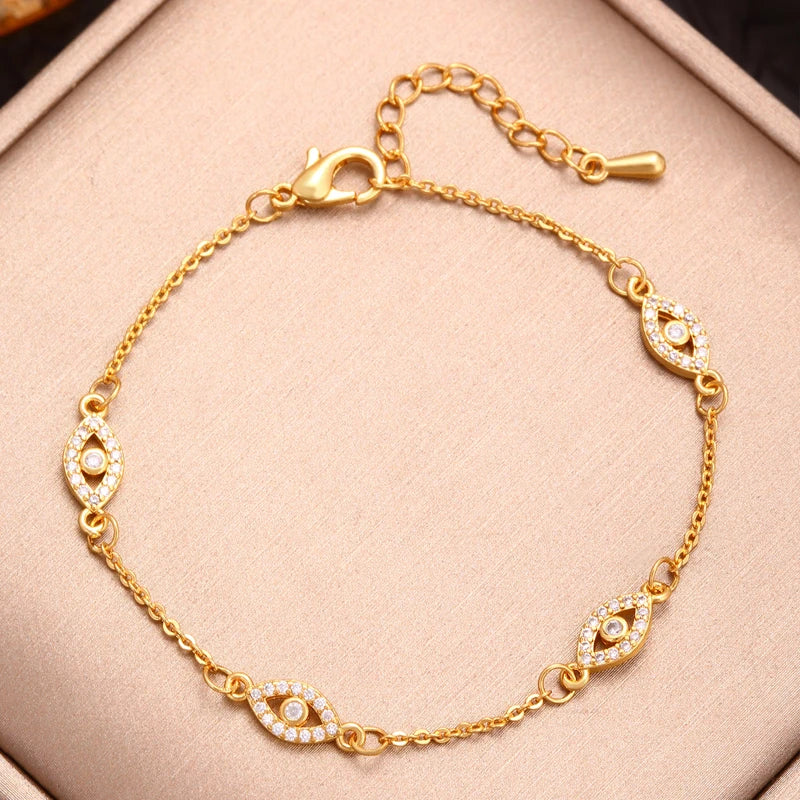 Pulsera modelo de lujo Ojo Dorado & Plata